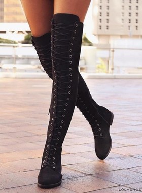 Sexy Women's Winter Boots Thigh High Boots Lace Up Rubbe