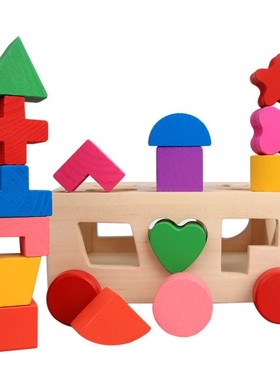 Kids Shape Sorter Toy Wooden Pull Along Car Shape Sorter Ma