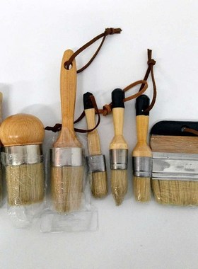 DIY 7PC Wooden Handle Chalk Paint Pointed Brush Bristle Chal