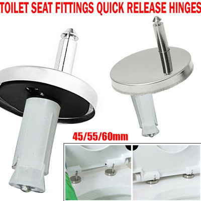 2Pcs Toilet Seat Hinges Mountings Replacement Top Close Soft