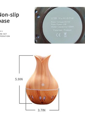 USB Wood Grain Air Humidifier Aromatherapy Diffuser with 7 C