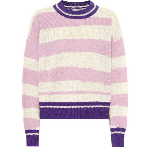 Purple Striped Jumper Round Neck Pullover Loose-fitting Irre