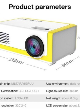 Yg300 Mini Projector LED 320x240 Pixels Supports 1080P YG-30