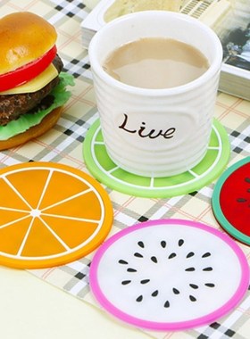7pcs Fruit Coaster Colorful Transparent Silicone Cup Holder