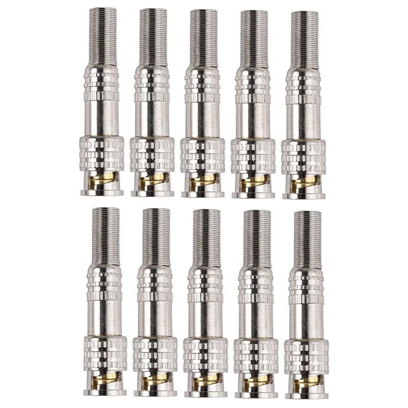(10Pcs) RG59 BNC Male Plug Solderless Coupler Connector Adap