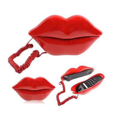 Lips telephone cute red mouth shape lip phone corded landlin