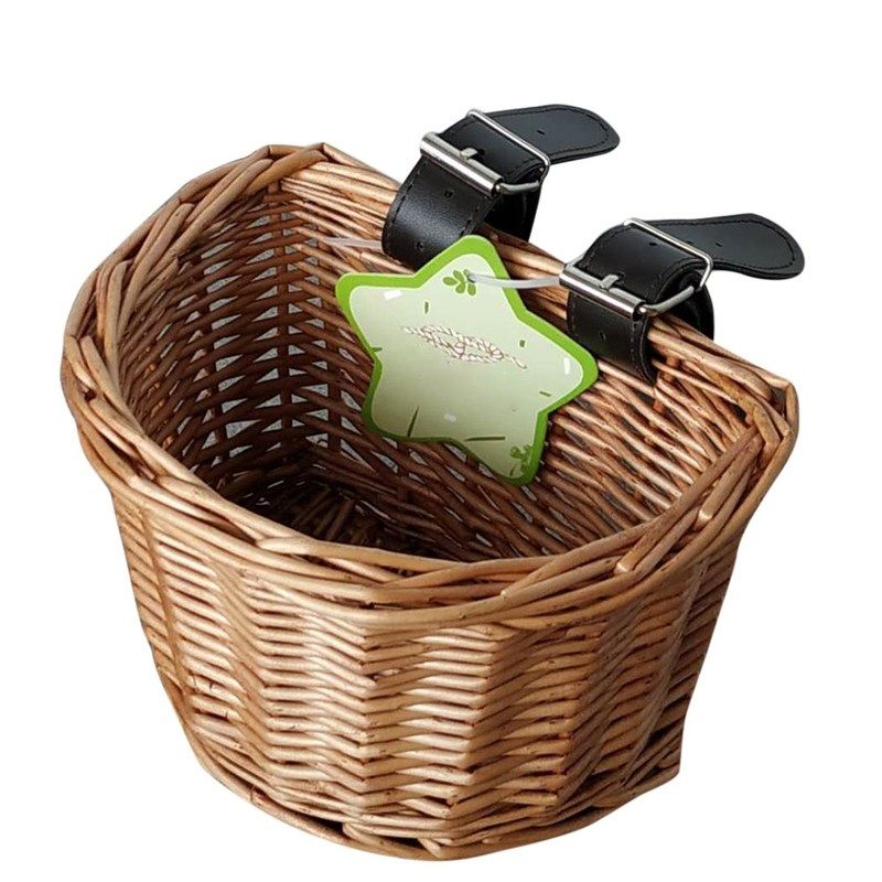 handmade artificial wicker woven bicycle basket front