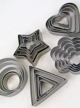 5 pcs/Set Round/Heart/Flower/Star Shape Cookie Cutter Stamp
