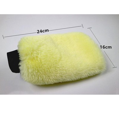 1PC Real Sheepskin Mitt Car Soft Polishing Glove Lambswool W