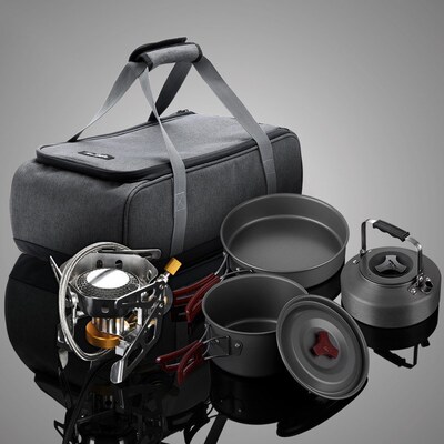 Camping Cookware Portable Outdoor Cooking Set Cooker Kit Alu