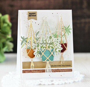 Hanging Plant Pot Metal Cutting Die Stencils Scrapbooking Em