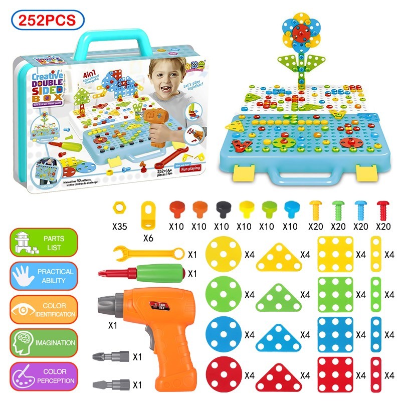 STEM Educational Electric Drill Toy DIY Creative Mosaic Des