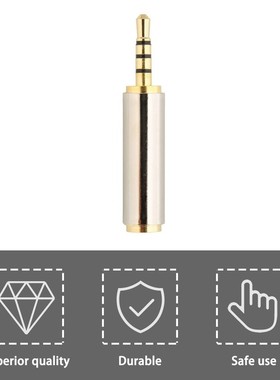 Gold 2.5 mm Male to 3.5 mm Female audio Stereo Adapter Plug