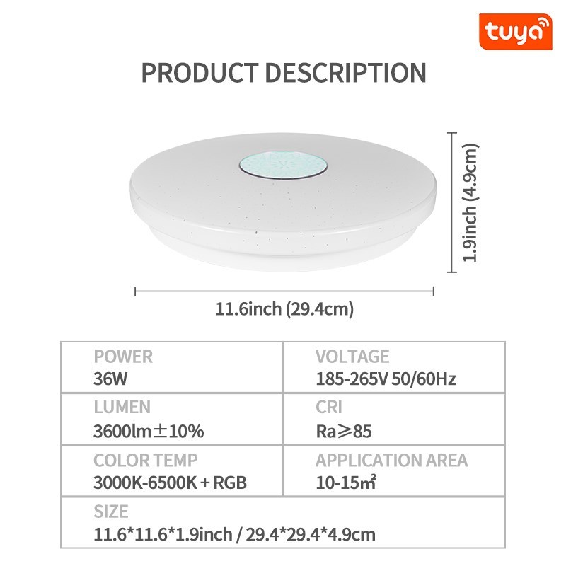 Modern LED Ceiling Light Smart LED RGB Dimming WiFi / APP In