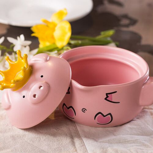 Creative Mini Pink Pig Ceramic Milk /Stock Pots Cookware wit