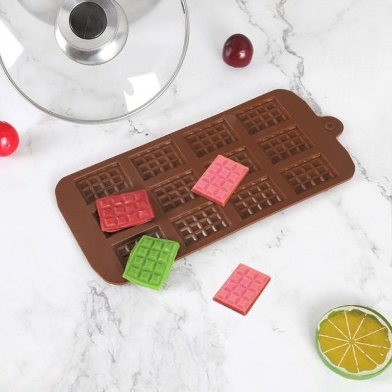 silicone waffle mould 12 even non-stick chocolate candy fond