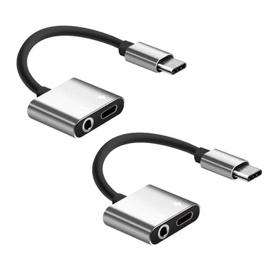 2X 2 In1 Type-C to 3.5mm Headphone Jack Adaptor/Connector Ch