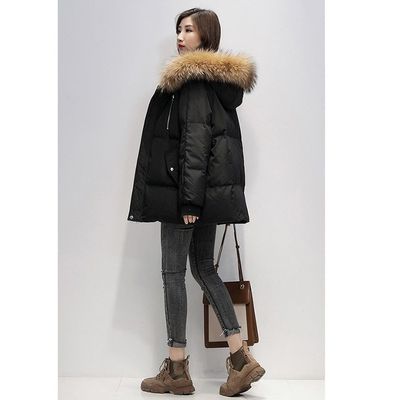 Down Jacket Female 2021 Short Fine Faux Fox Fur Down Cotton