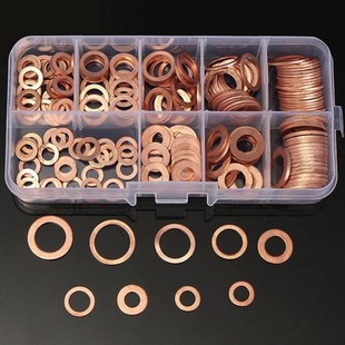 200Pcs copper Washer Gasket Nut and Bolt Set Flat Ring Seal