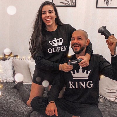 King Queen Crown 01 Print Couple Clothes Women Men Sweatshir