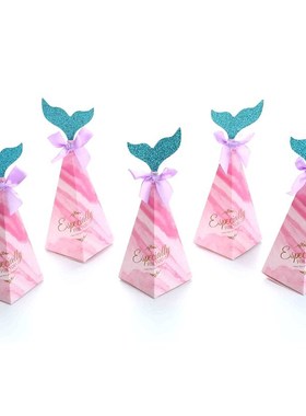 10Pcs Mermaid Tail Paper Candy Box Gift Bags Popcorn Boxes K
