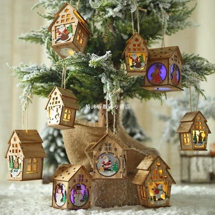 1/2 Layer Festival Led Light Wood House Christmas Tree Decor