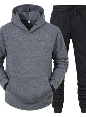 Men's Sets Hoodies+Pants Fleece Tracksuits Solid Pullove