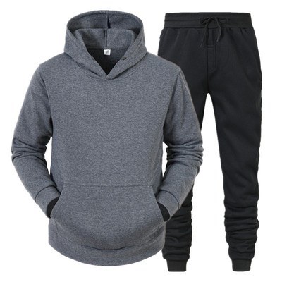 Men's Sets Hoodies+Pants Fleece Tracksuits Solid Pullove