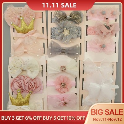 3Pcs/Set Flower Baby Girl Headband Bows Crown Newborn Toddle