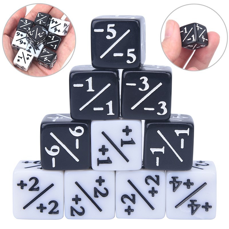 10x Dice Counters 5 itive +1/+1 & 5 Negative -1/-1 For M