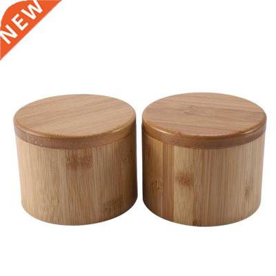 2Pcs Storage Boxes Salt Box Wooden Bamboo Storage Box With