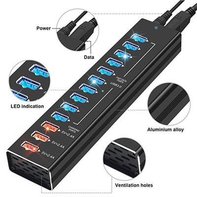 USB Hub Charger 3.0 USB C Hub 13 Ports High Speed USB Splitt