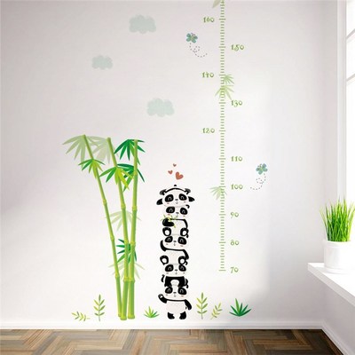 panda bamboo plant height measure wall stickers for kids ro