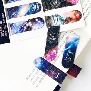 6 pcs/set The Dark Starry Stars Night Magnetic Bookmark Crea