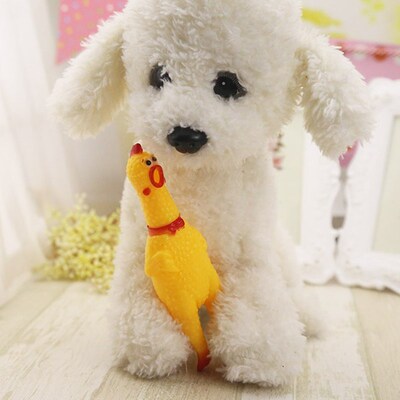 “Funny Rubber Yellow Screaming Chicken Pet Squeaky Toy