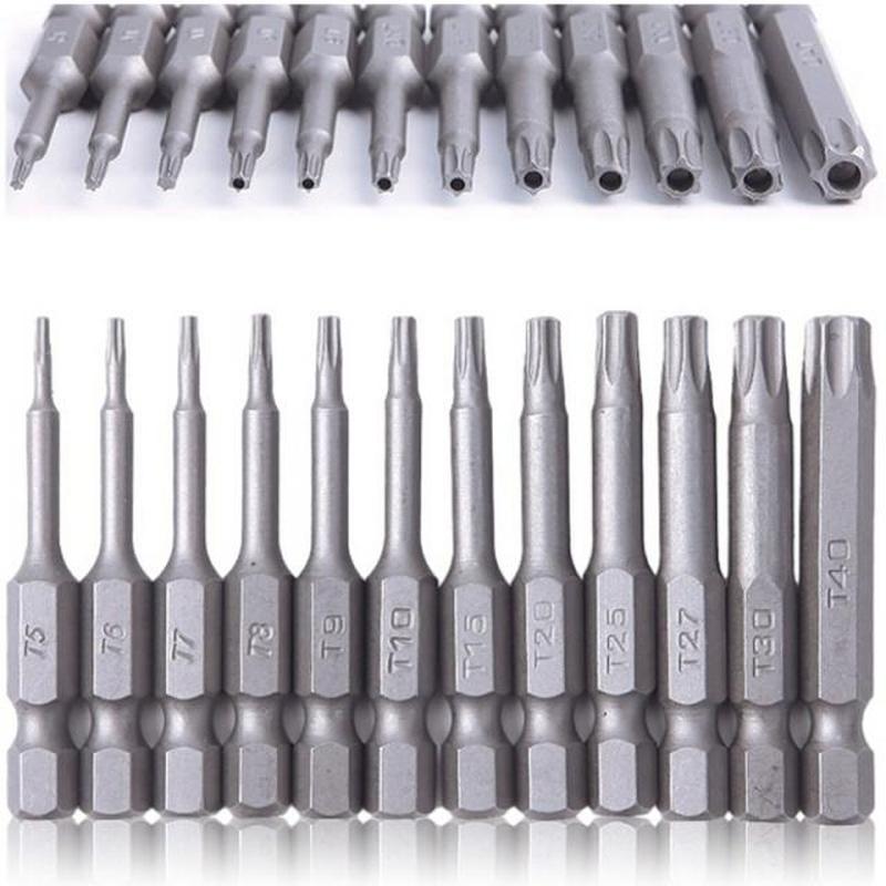 12Pcs/1set 50mm 1/4 inch Hex Torx Head Screw Driver Bits Mag