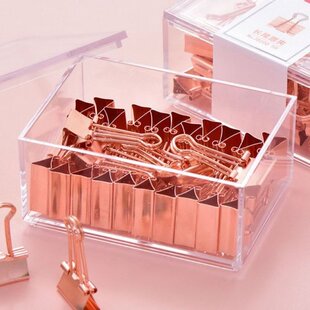 25pcs/box Rose Gold Binder Clips Message Ticket Paper Clip H