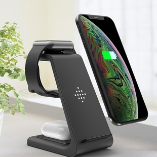 QI 10W Fast Charge 3 in 1 Wireless Charger iPhone for Samsu