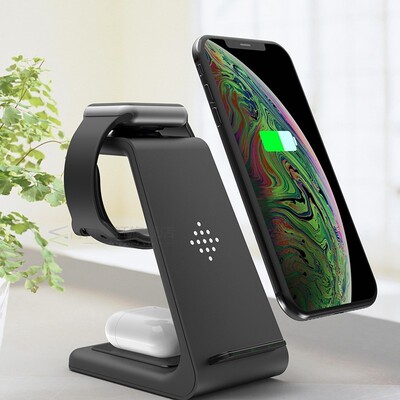 QI 10W Fast Charge 3 in 1 Wireless Charger  iPhone for Samsu