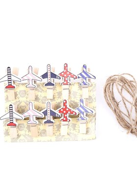10Pcs/pack Wooden Clip Photo Paper Cartoon Plane CraftDIY Cl