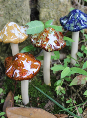 Colorful Garden Ceramic Mushrooms Toadstool Pots Decoration