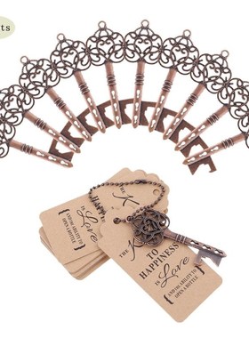 50Sets Vintage Key Shape Bottle Opener with Tags Card Weddin