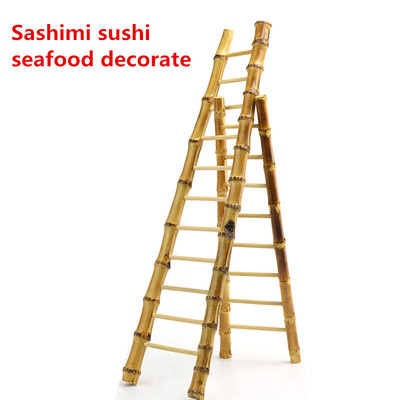 wood bamboo ladder sashimi sushi seafood plate japaness