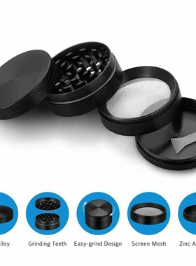 4 Layers Zinc Alloy Hand Crank Herb Mill Crusher Tobacco Smo