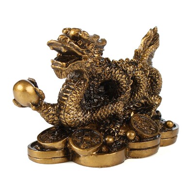Chinese classical Feng Shui Golden Dragon statue decoration
