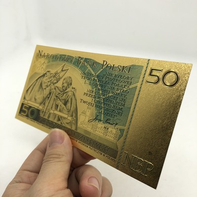50 PLN ZLOTY Poland Gold Color BANKNOTE POPE JOHN PAL II  co