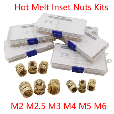 M2 M2.5 M3 M4 M5 M6 Brass Hot Melt Inset Nuts Assortment Kit