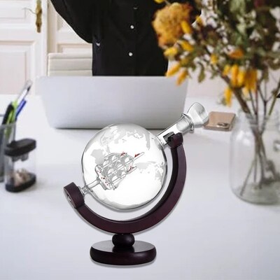 Globe Antique Whiskey Wine bottle Brandy Dispenser With Wood