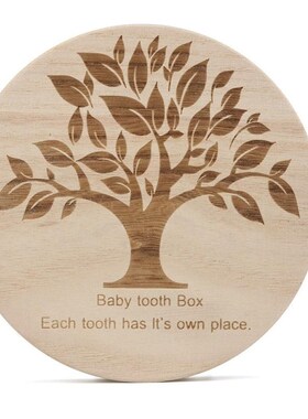 Kids Tooth Box Organizer Baby Save Milk Teeth Wood Storage B