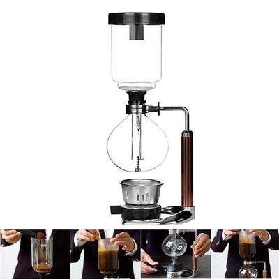 3 Cups Manual Syphon Coffee Maker Pot Hand Glass Vacuum Coff